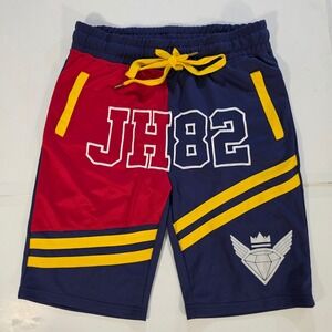 Jewel House Mens S Colorblock Athletic Shorts Navy Red Yellow Varsity Style JH82